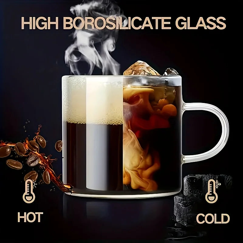 6-Piece Set, 100Ml-Mini Glass Water Cups, Glass Coffee Cups, Transparent Glass Cups with Handles, Kitchen Table Wine Glasses, Glassware Set, Suitable for Home Dining Tables, Coffee, Milk, Tea Cups, Flat-Bottomed Wine Glasses