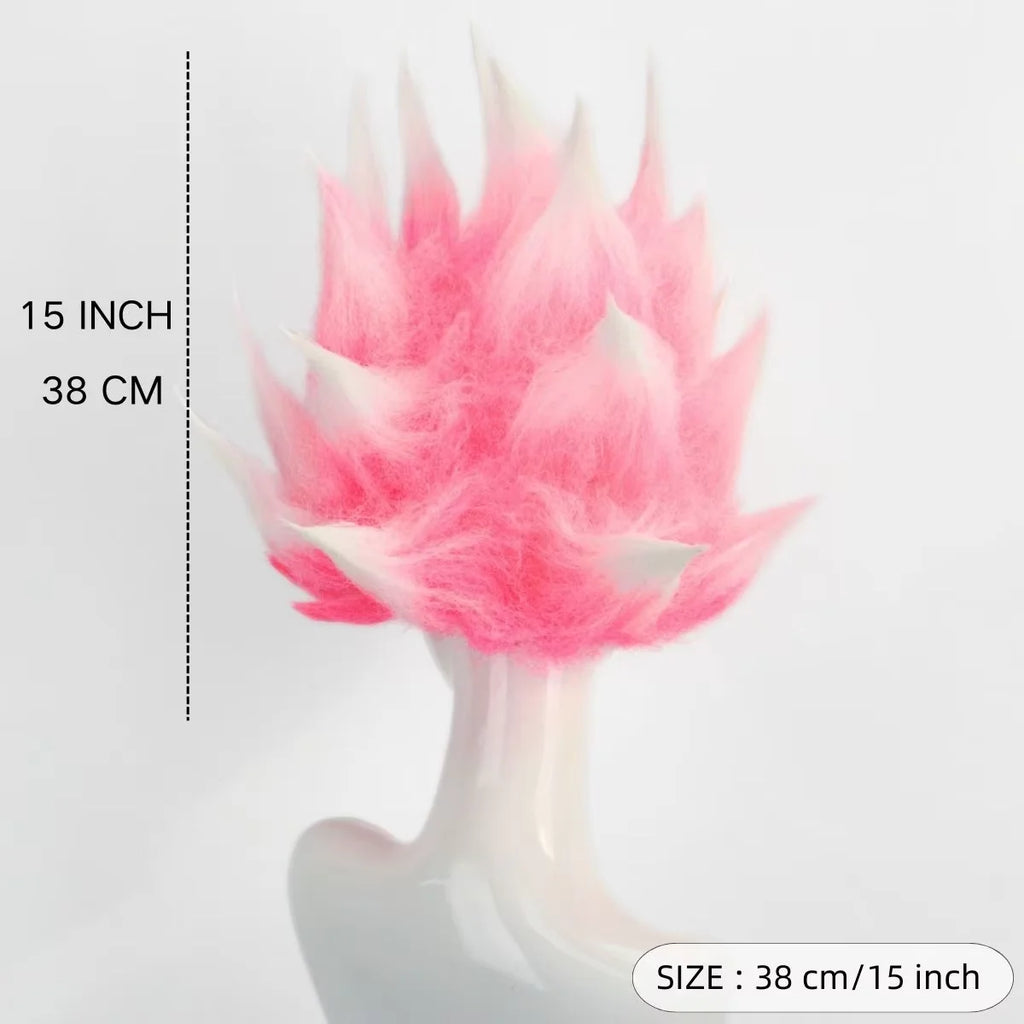Pink And White Anime Style Cosplay Wig Fluffy Curly Hair Synthetic Party Wear Wig for Women