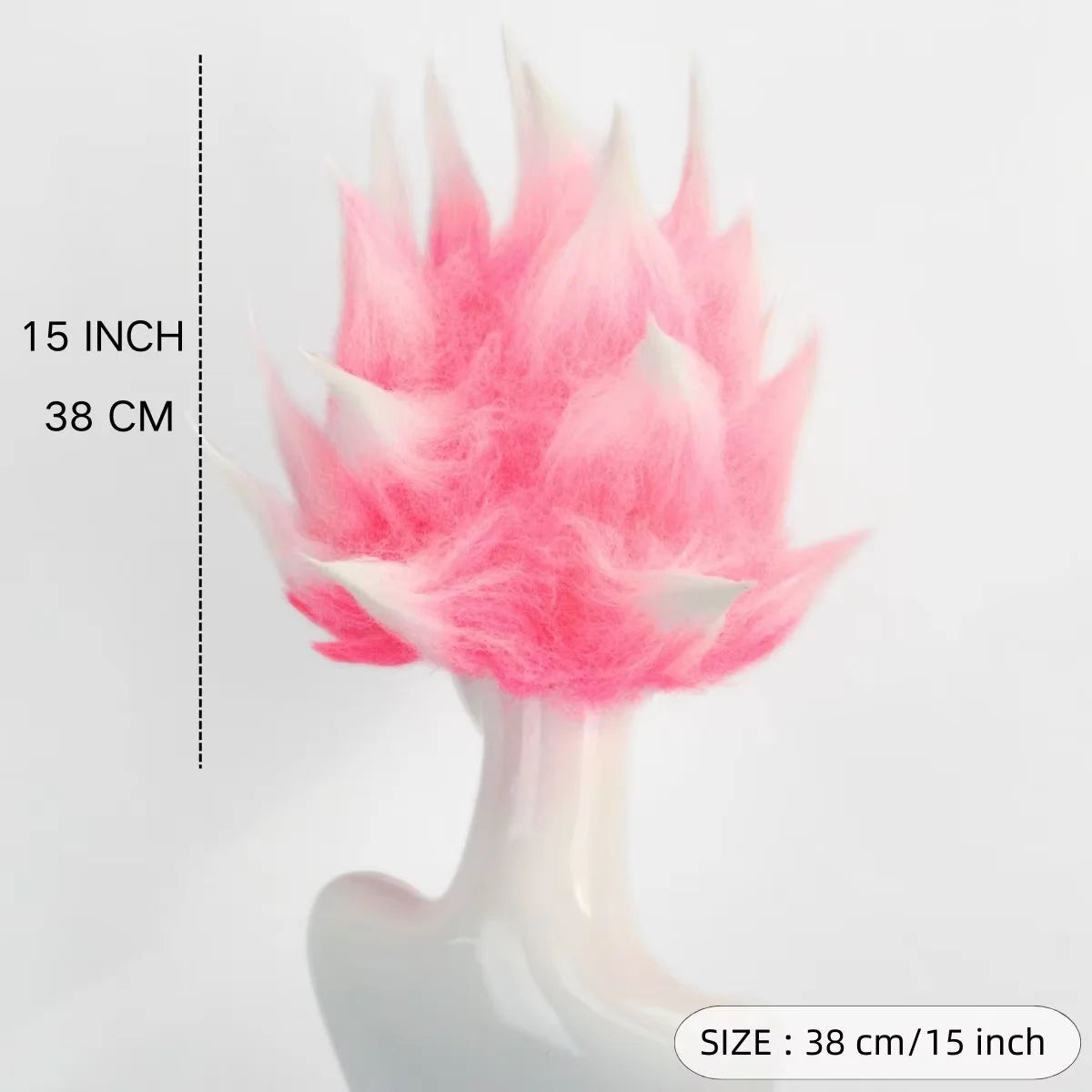 Pink And White Anime Style Cosplay Wig Fluffy Curly Hair Synthetic Party Wear Wig for Women