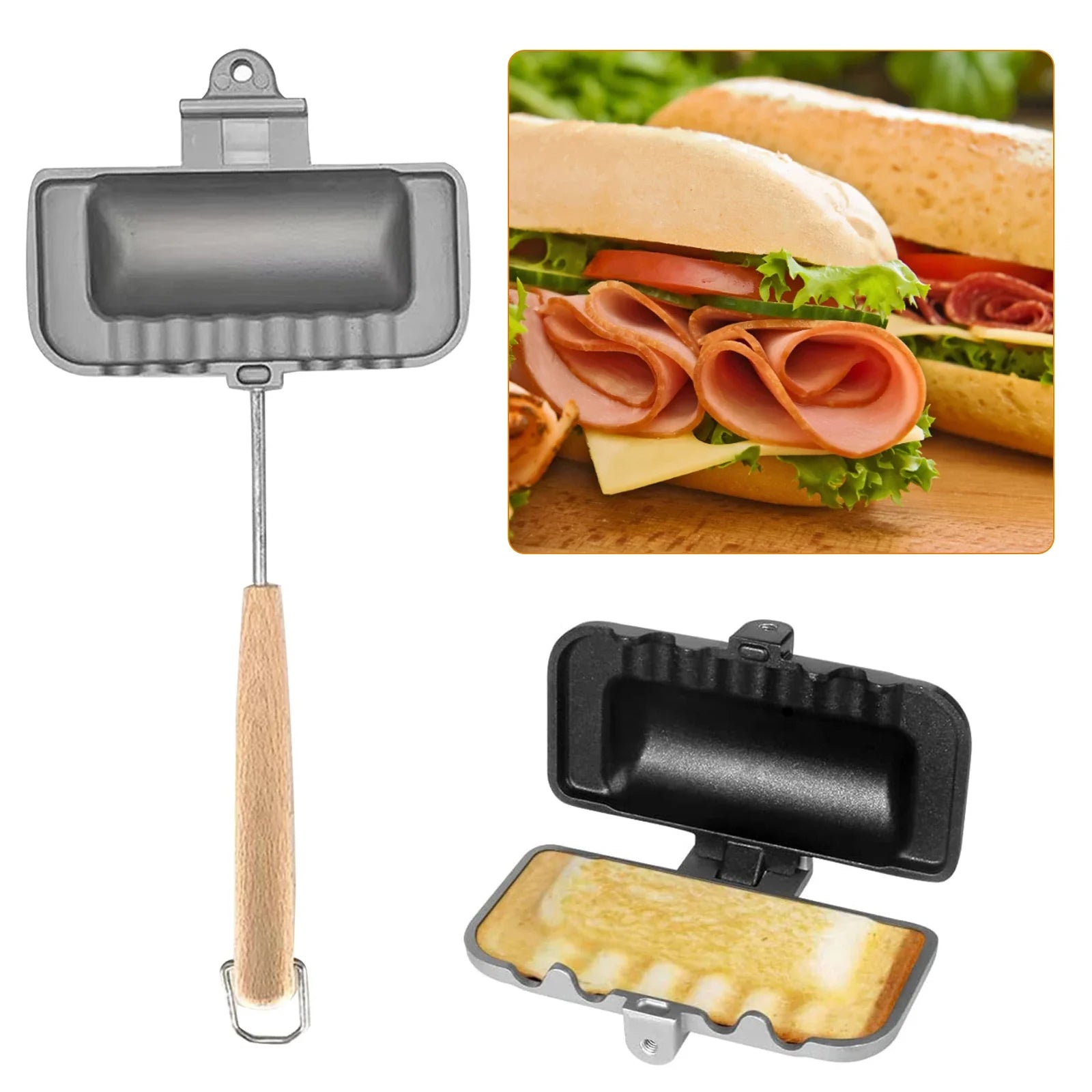 Double Sided Sandwich Maker Breakfast Machine Sandwich Bread Toast Frying Pan  Waffle Maker Baking Tray Kitchen Accessories