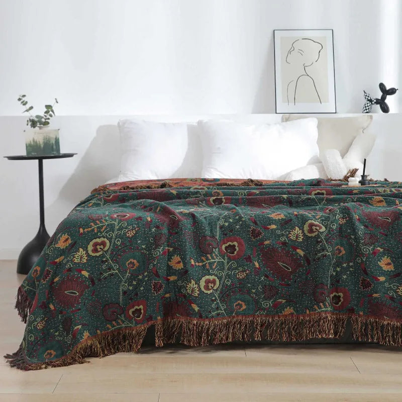 1PC Blanket Tassel Washed Jacquard Gauze Pure Cotton Towel Quilt Air Conditioner Office Nap Small Blanket Home Textile