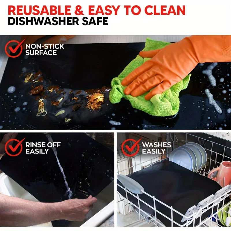 Oven Liners for Bottom Reusable Anti Dirt Protection Pad Heat Resistant Oven Microwave Lining Kitchen Tools For Barbecue Cooking
