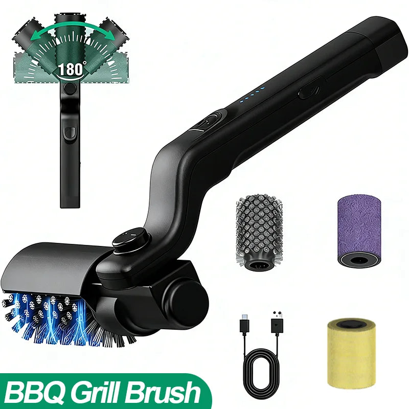 BBQ Grill Brush 3-Speed Settings Electric Grill Brush,180° Adjustable Head,90 Mins Grill Cleaner for Outdoor Griddles Smokers