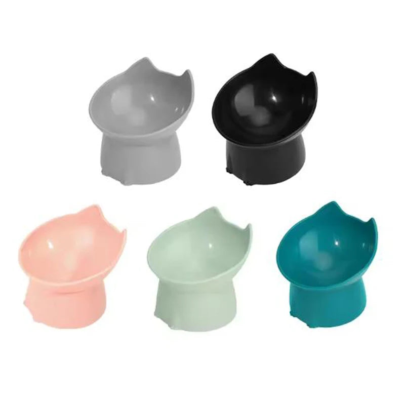 Cat bowl with long ears and high feet bowl cat and dog neck protection and anti-overturning plastic raised pet bowl