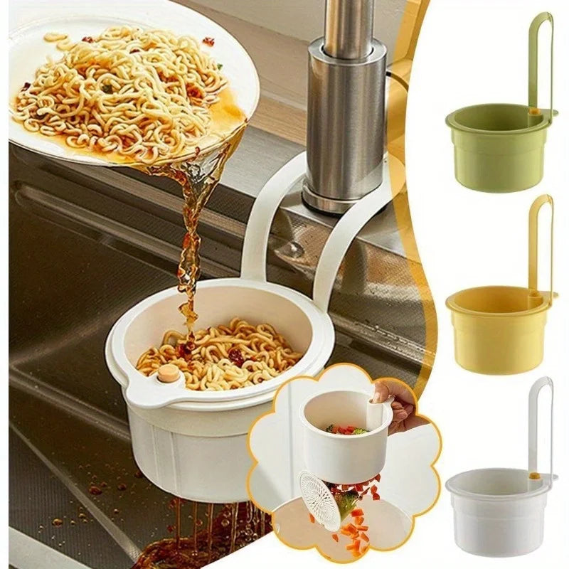 Quick-Drain Wall-Mounted Sink Basket Detachable Openable Cover Kitchen Food Waste Filter Multifunctional Fruit Cleaning Strainer