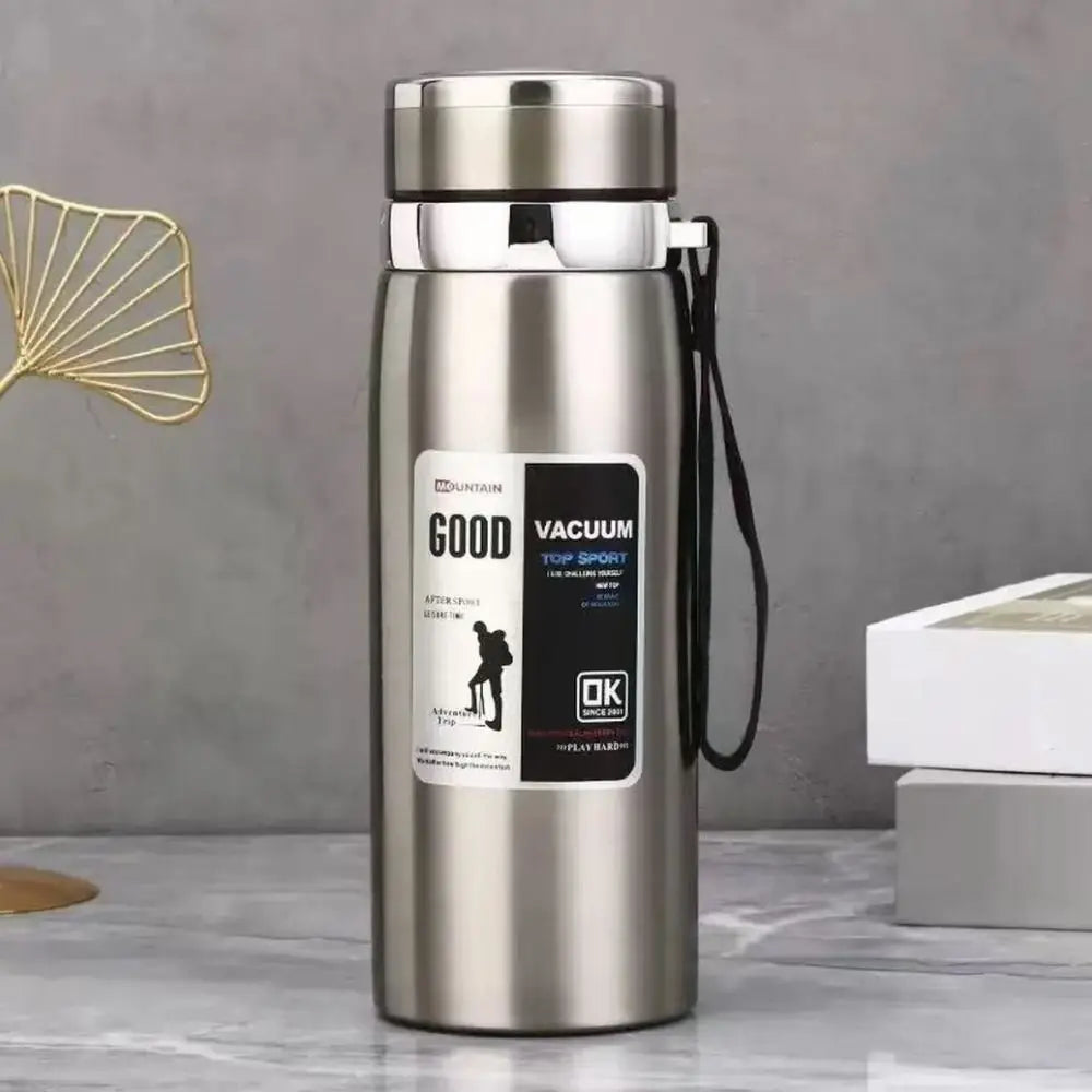 800/1000ml Sports Thermos Bottle Large Capacity Stainless Steel Insulated Water Bottle Heat-resistant Creative
