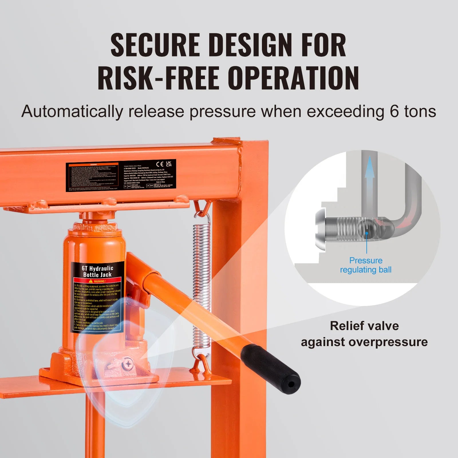 SucceBuy Hydraulic Shop Press 6T H-Frame Hydraulic Garage/Shop Floor Press Shop Press with Press Plates for Garage Shop Workshop