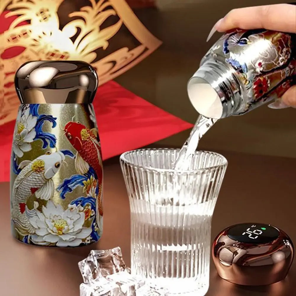 304 Stainless Steel Insulated Cup Leak-Proof 230ml Coffee Mug Chinese Style Temperature Display Vacuum Pocket Cup Outdoor