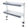 Clamp-on Desk Shelf, 2-Tier, Above or Under Table Corner Shelves Metal Organizer, White