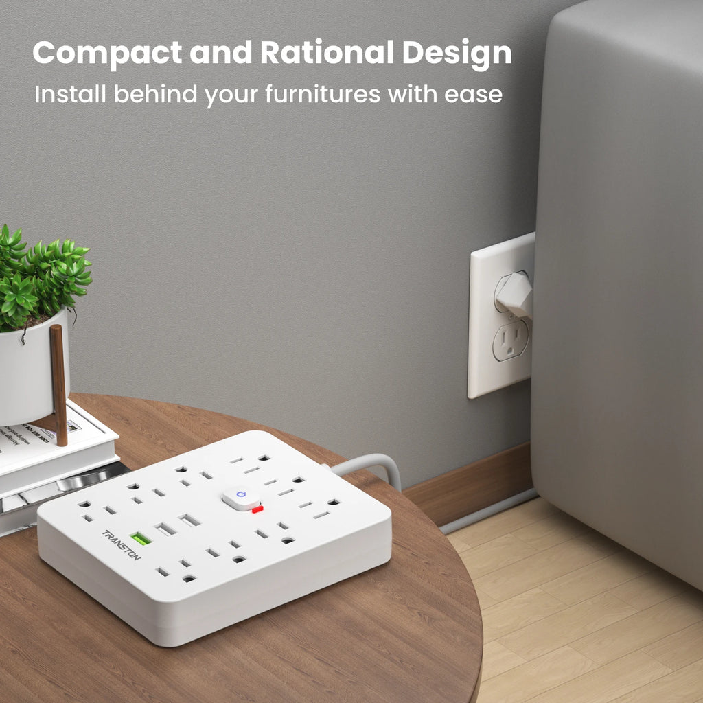 5-Foot  power strip Power Outlet with Surge Protector, 9 ac, 3 USB Ports, Extension Cord, Quick Charge, for Home and Office