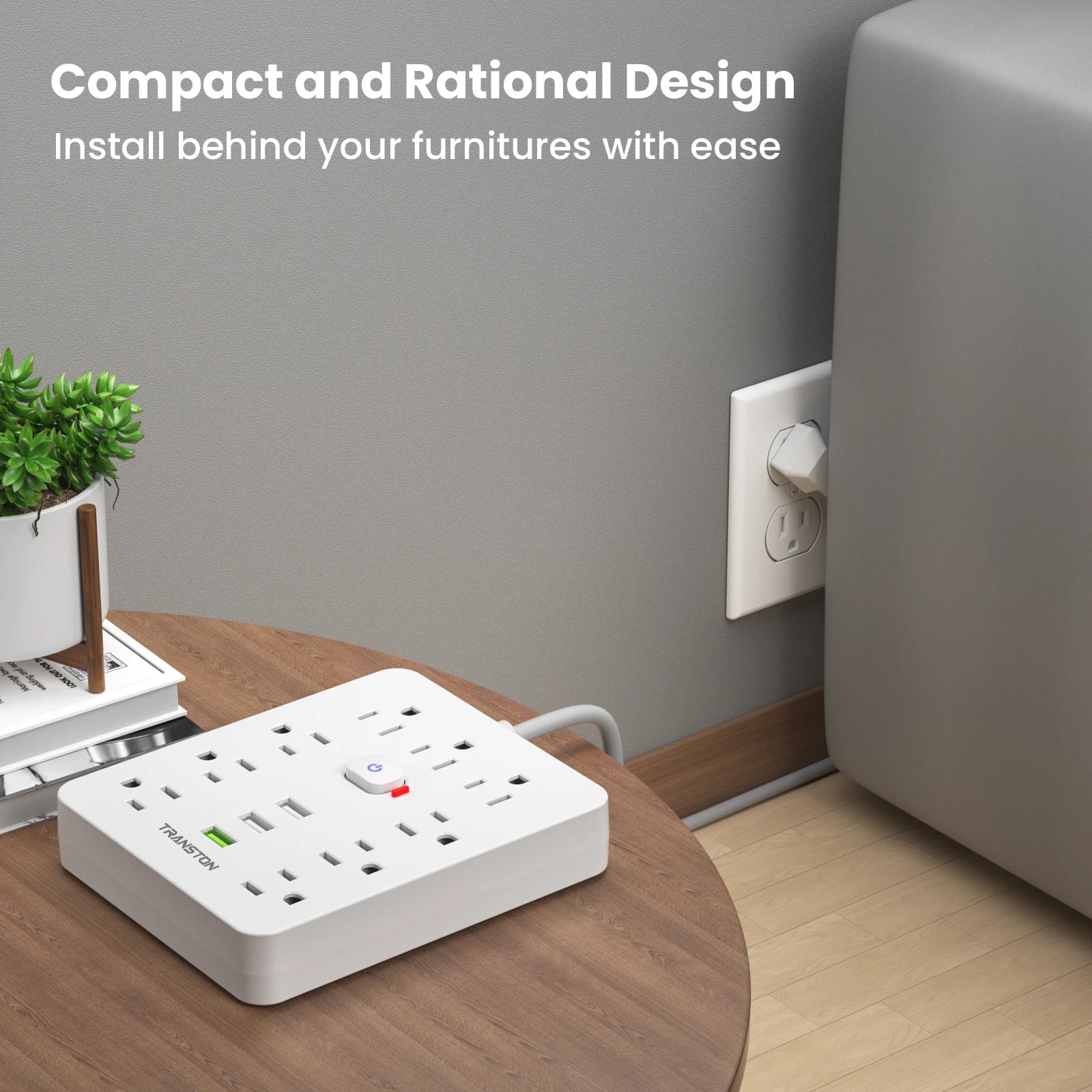 5-Foot  power strip Power Outlet with Surge Protector, 9 ac, 3 USB Ports, Extension Cord, Quick Charge, for Home and Office