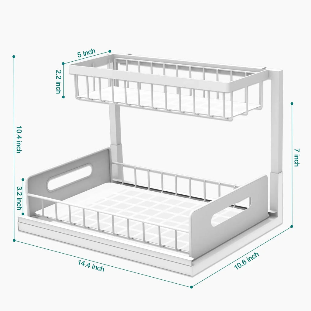 Kitchen Multi-Purpose Storage rack Under Sink 2 Tier Sliding Cabinet Basket Organizer Drawer Spice rack Desktop Bathroom Storage