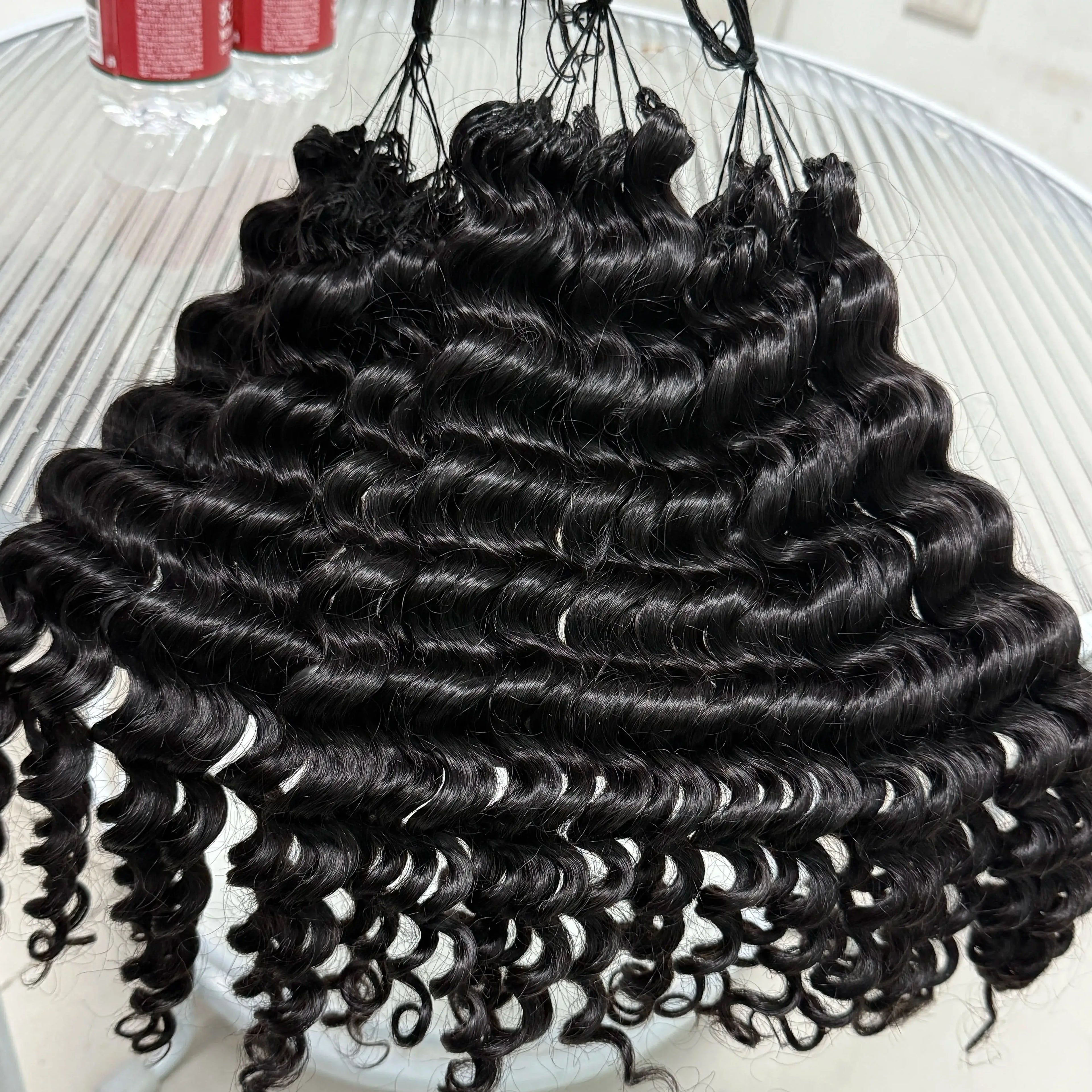 NABI Crochet Human Hair Bundles Pre-Separated Invisible 100% Human Hair DeepWave 16-24inch 100g/pc for Bora Boho Braids