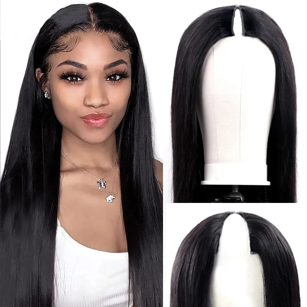 V Part Wigs Straight Brazilian Virgin Human Hair Wigs for Black Women Upgrade U Part Wigs Glueless Wig V Shape Wig No Leave Out