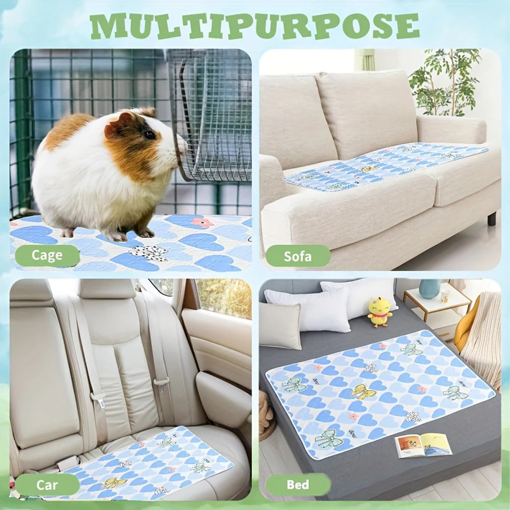 1PC Print Guinea Pig Pee Pad Reusable Cage Liner Mats for Small Animals Hamsters Rabbits & Squirrels Multi-Purpose Easy To Clean