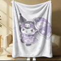 Kuromi Flannel Blanket Black White Checkerboard Cartoon Pattern Cozy Plush Throw for Bed Sofa Multi-purpose for Sofa Bed Office