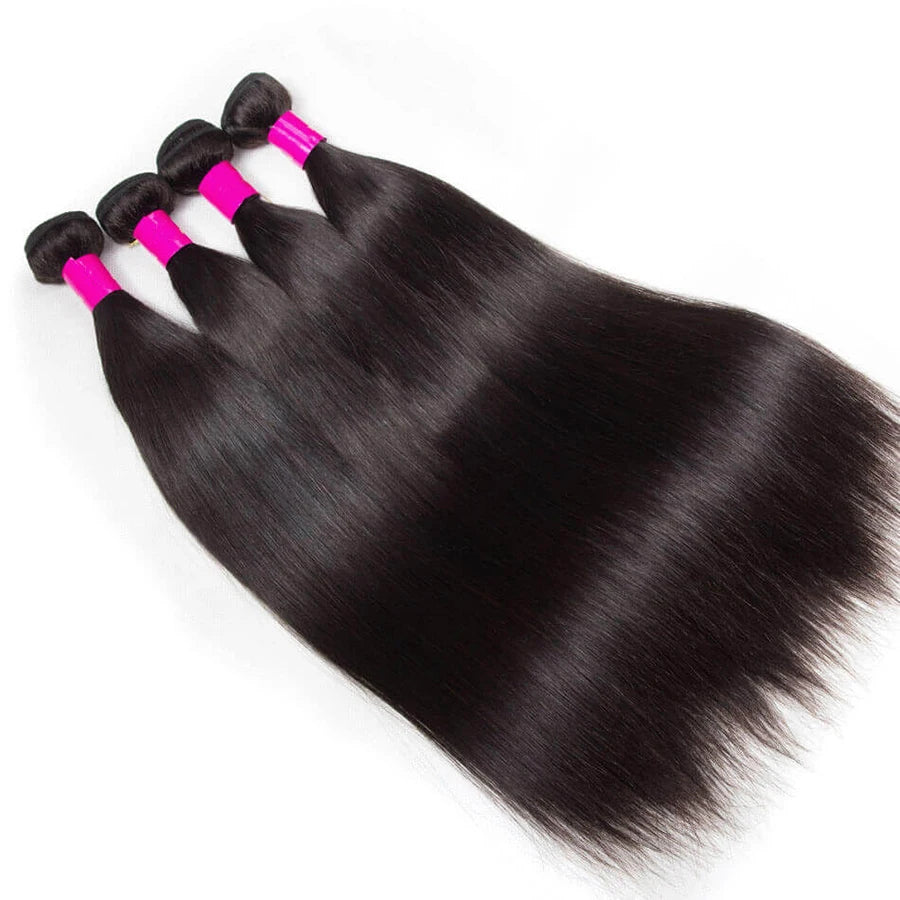 Natural Black Straight Human Hair Bundles 100% Remy Virgin Hair Extensions 1/3/4 PCS Brazilian Hair Weave Bundles 14-30 Inches