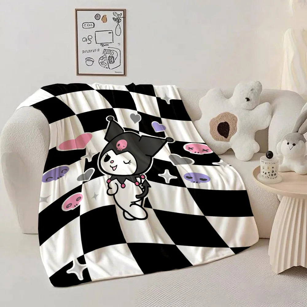 Kawaii K-Kuromi Fluffy Soft Blankets and Throws Nap Blanket for Bed New Year Camping Furry Bedspread the Anime Home Decoration