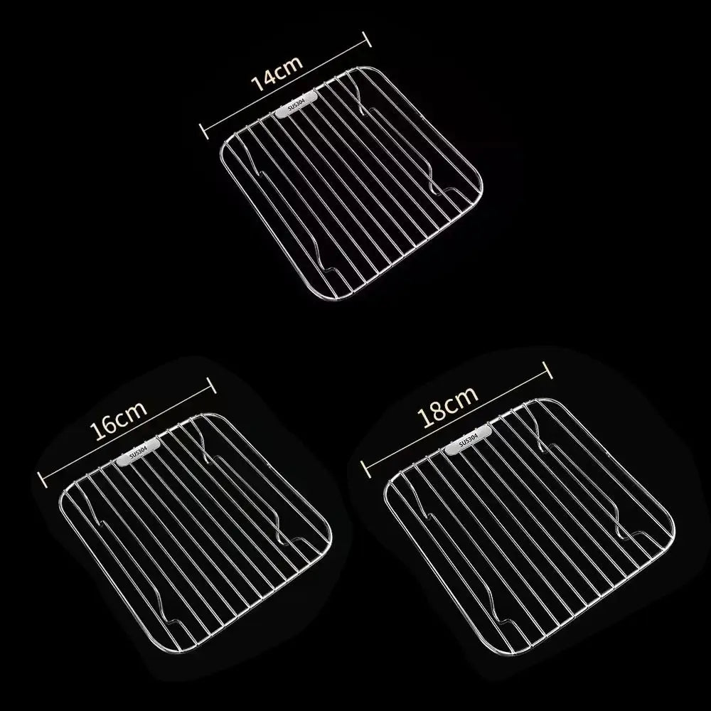 Round Square Cooking Rack 304 Stainless Steel With Foot Air Fryer Rack Thicken Grid Grill Home Kitchen Oven Steamer Cooker