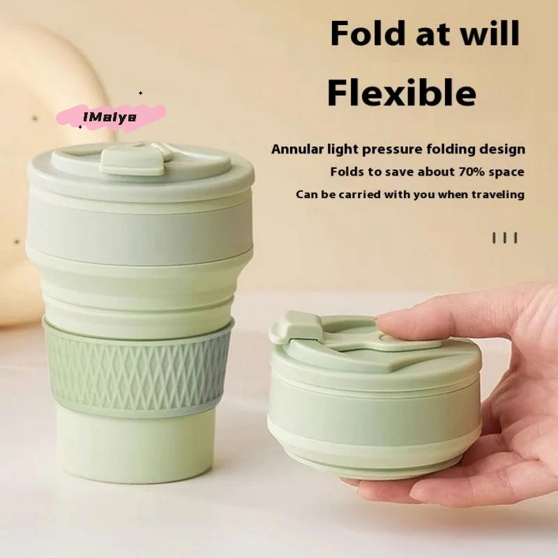 1Pc 350ml Collapsible Silicone Coffee Mug Travel Cup Folding BPA-Free Food Grade Insulated Flask Water Cup