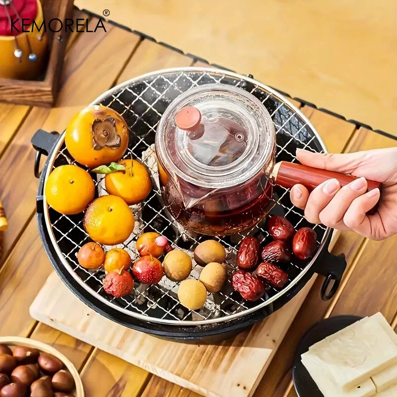 1Set Cast Iron Charcoal Stove Outdoor Camping Barbecue BBQ Rice Cake Charcoal Stove Portable Household Japanese Charcoal Stove