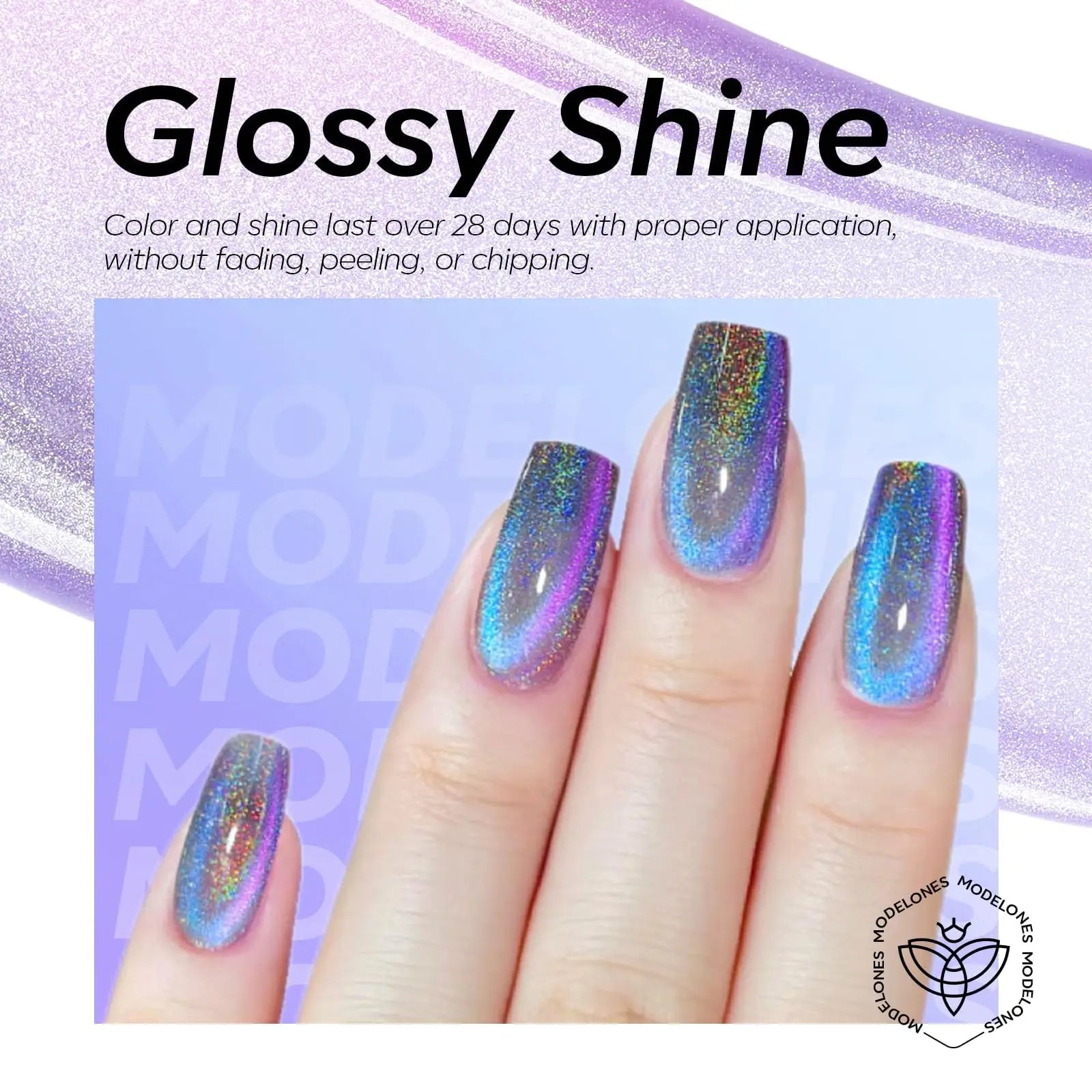 modelones 9D Magnetic Cat Eye Gel Nail Polish, Holographic Blue Purple Rainbow Shimmer, 15ML UV LED Soak Off Gel, valentine