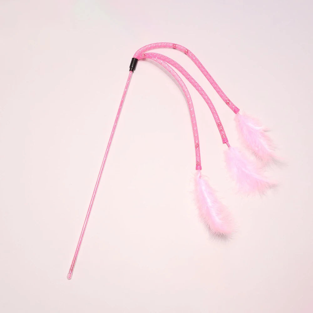 Feather Small Bell Cat Teaser Stick Cat Toy Wand Pet Toy Rod