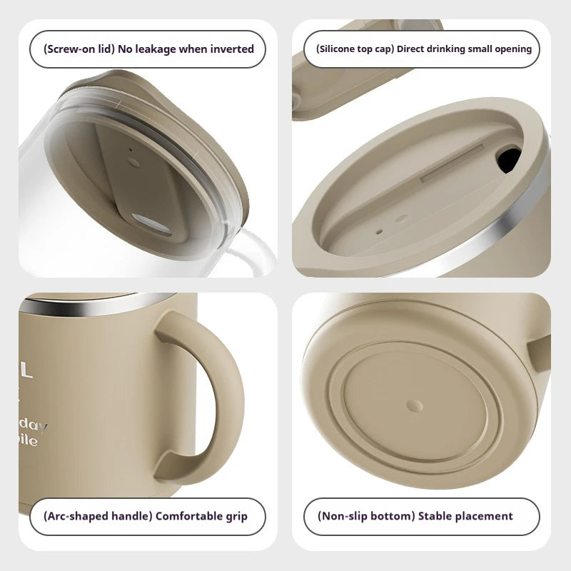 480ML  Stainless Steel Double Wall Insulated Coffee Mug With Handle Keeps Cold and Heat Thermal Mug Leak-proof Drinking Cup