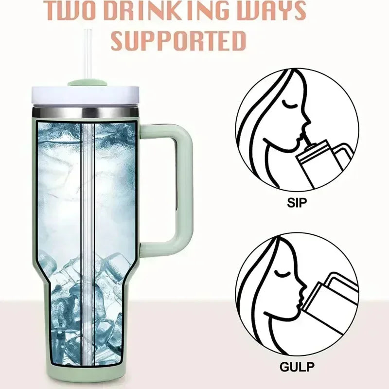 2025 new mode1200MLchristmas mug Car Cup Large Capacity Water Cup with Handle and Straw Double-walled Insulated Travel Mug