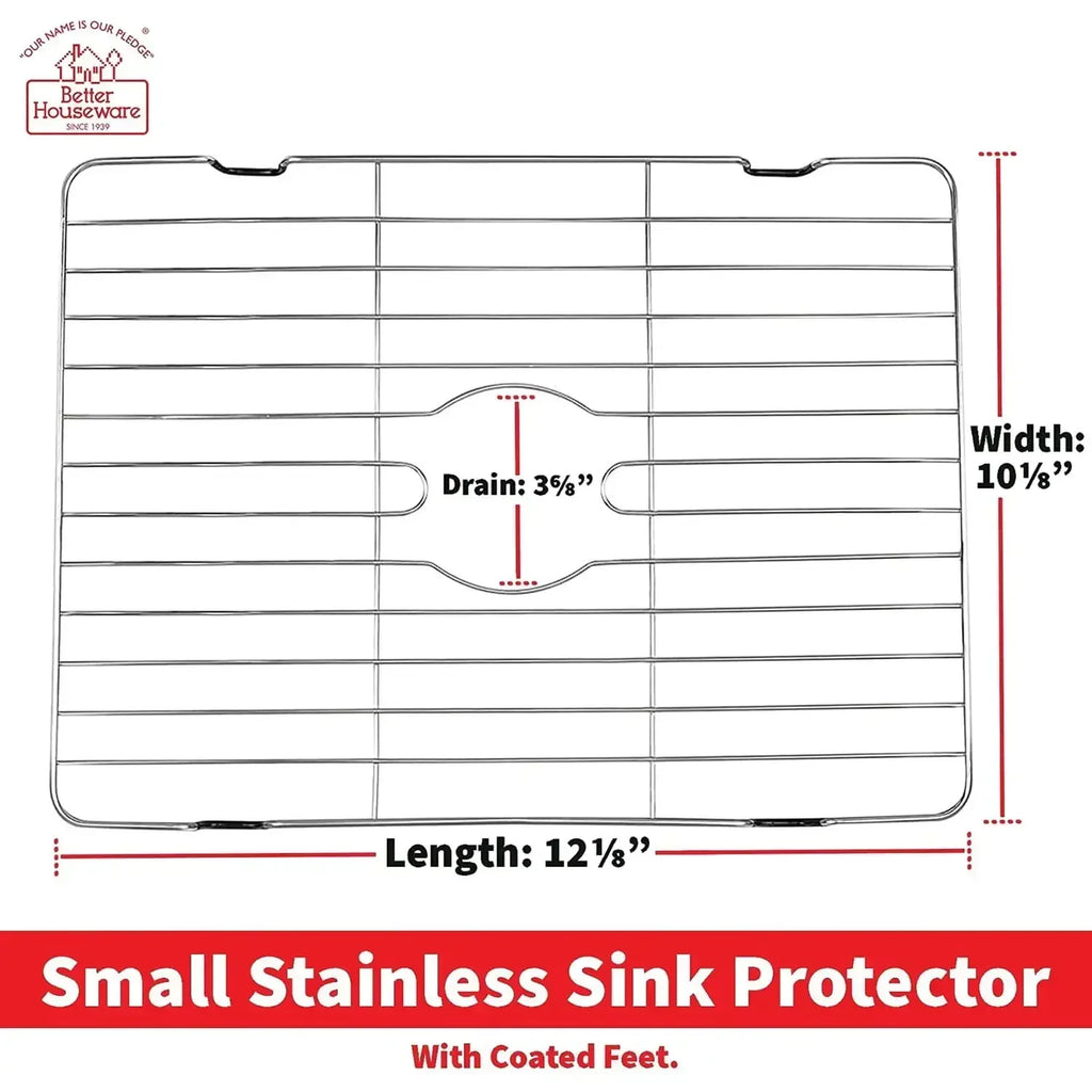Small Sink Protector Grid - Anti-Scratch Stainless Steel Mat for Kitchen Sink Bottom & Dish Drying Rack