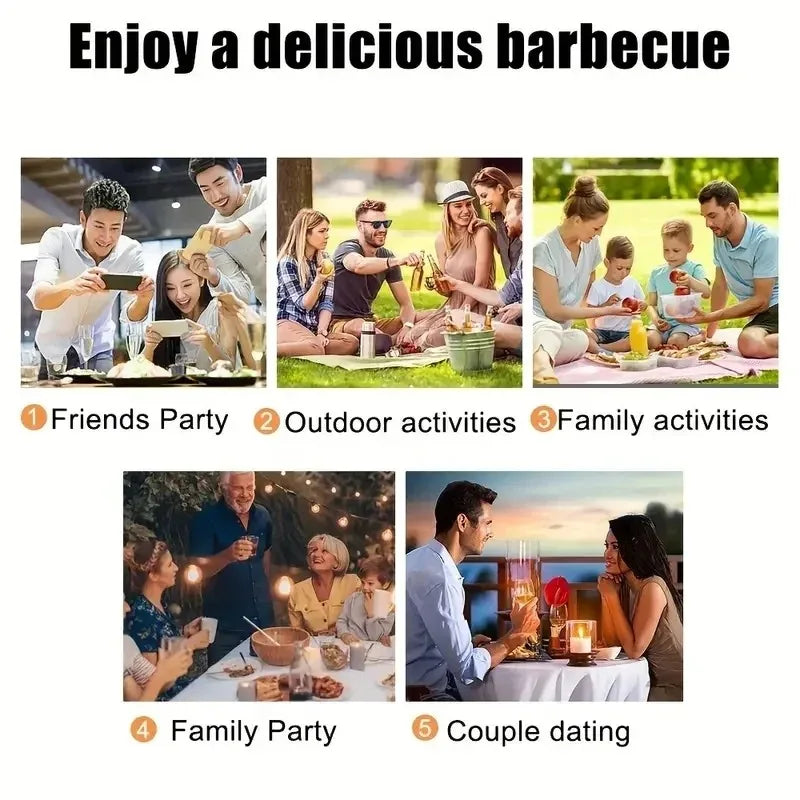 Stainless Steel Barbecue Skewers Long Handle 55cm Wooden Barbecue Handle Large Flat Stick Outdoor Picnic Barbecue Tools