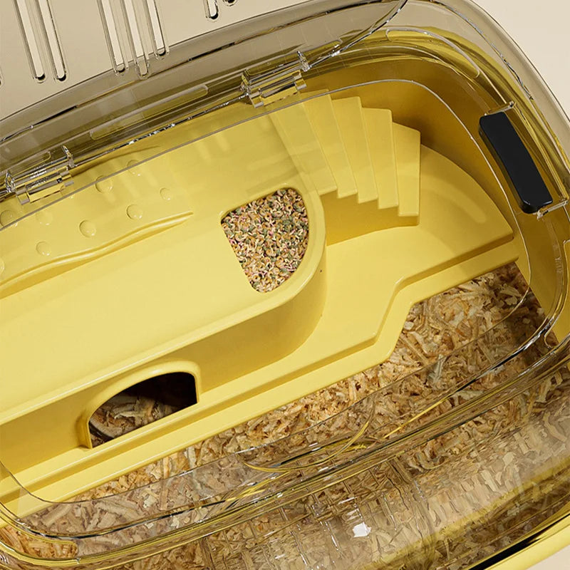 Double Layer Hamster Cage Transparent Small Animal Home Large Capacity Small Pet House with Running Wheels Acrylic Hamster Villa