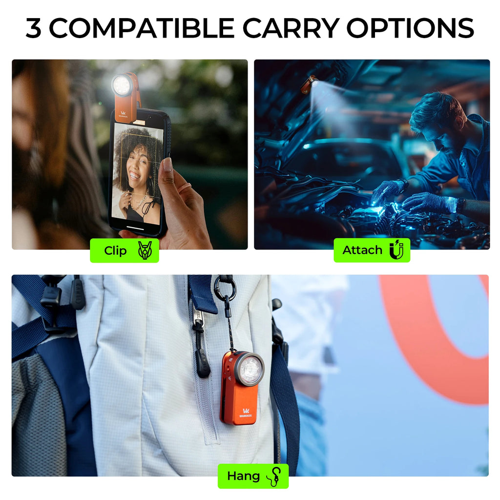 Wurkkos HD03 680LM Mini Clip Light USB Rechargeable Pocket Flashlight Spotlight/Floodlight Portable RGB Torch with Magnet