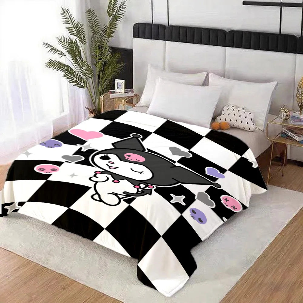 Kawaii K-Kuromi Fluffy Soft Blankets and Throws Nap Blanket for Bed New Year Camping Furry Bedspread the Anime Home Decoration