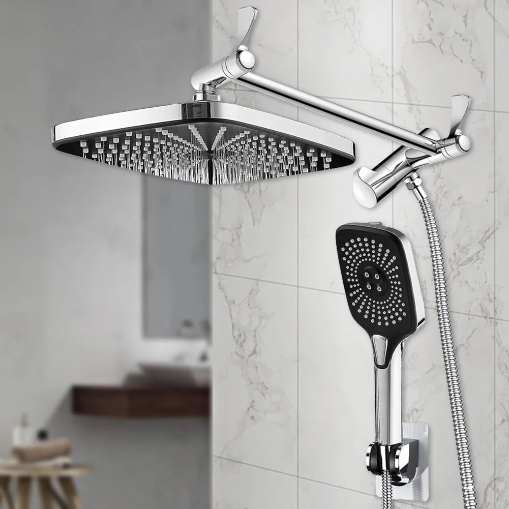 12 Inch Rainfall Fixed Shower Head/Handheld Shower Head Combo 3+1 Settings Rain/Rainfall Shower Heads Bathroom Shower Faucet Set