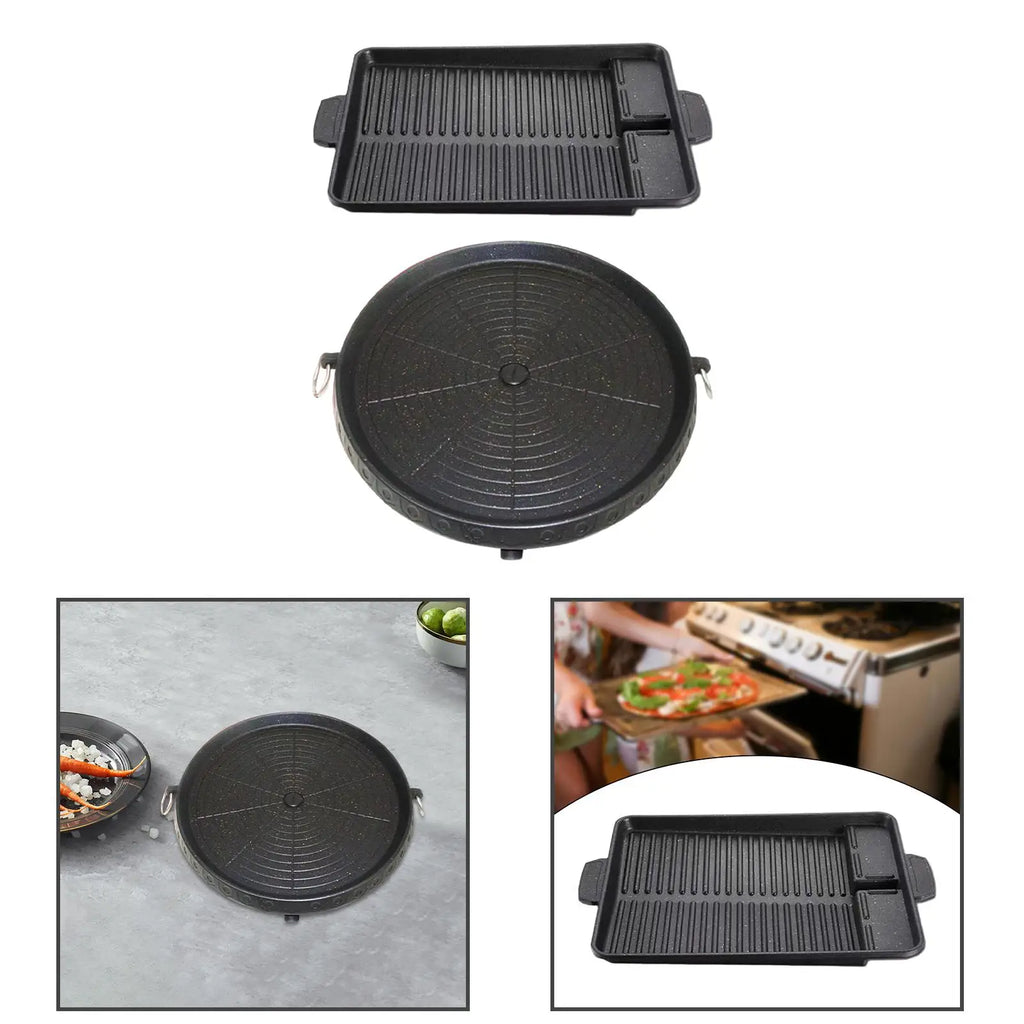 Nonstick Barbecue Plate Aluminium Alloy Grilling Pan with Handles for Kitchen Stovetop Grill Kitchen Cooking Tool