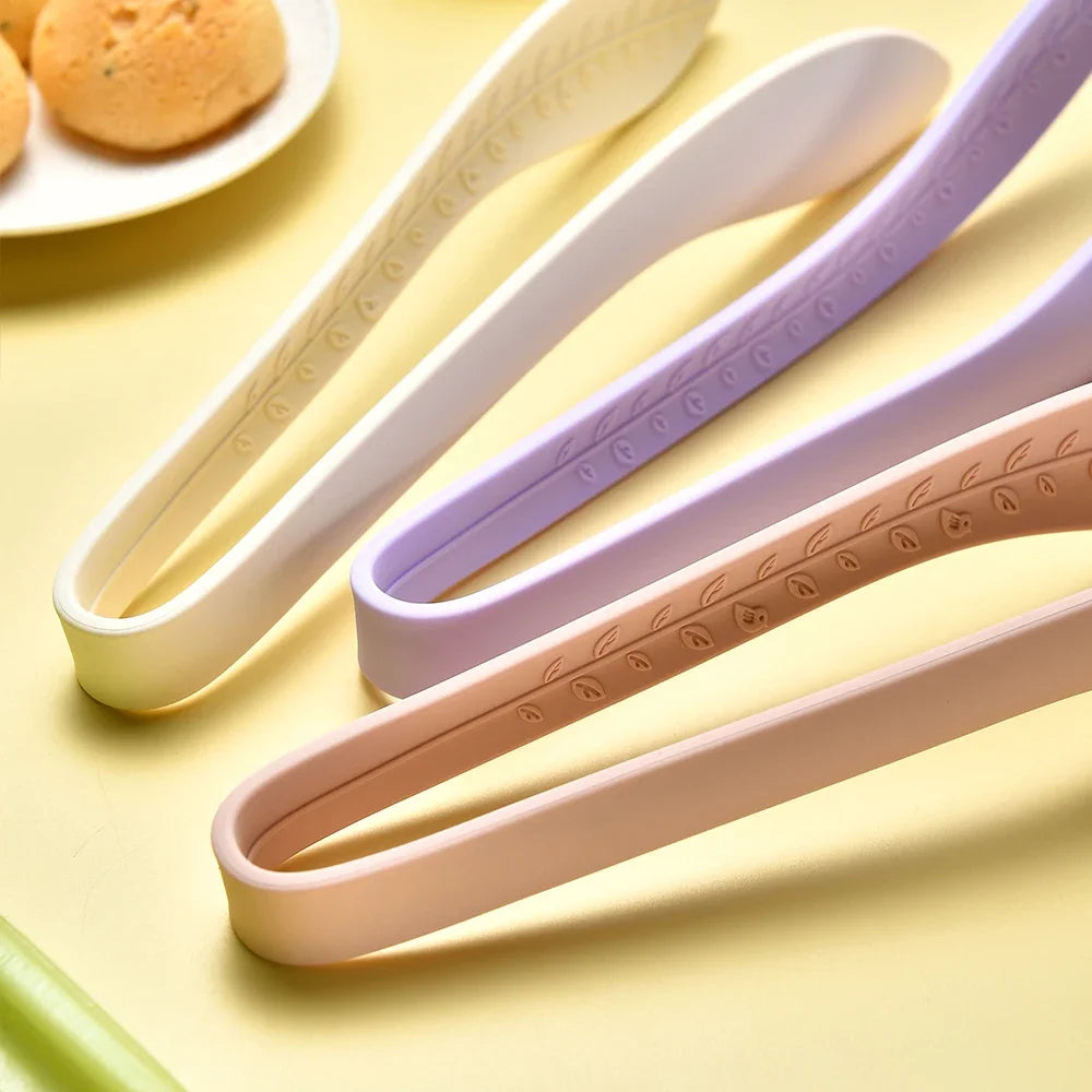 1Pcs Silicone Grill Tongs Non-Stick Food Bread Clip Heat Resistant BBQ Salad Cooking Serving Clamp Clip For Kitchen
