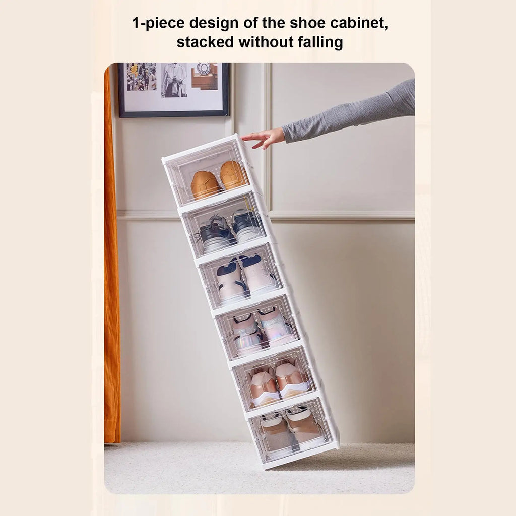 Shoe Rack Clear Shoe Storage Organizer Foldable Clear Stackable Box for Bedroom Hallway Home Dormitory Boot Workplace Sneaker