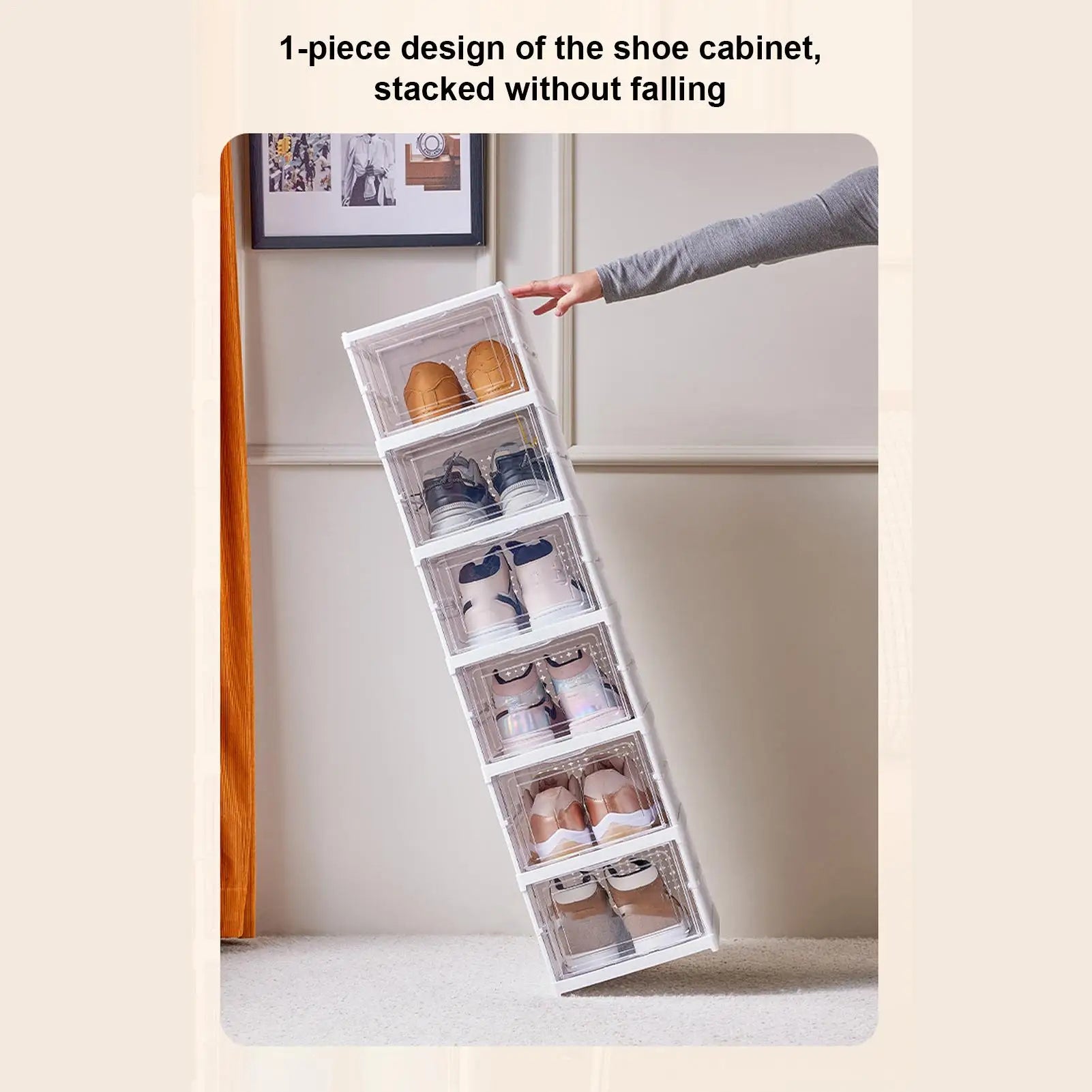 Shoe Rack Clear Shoe Storage Organizer Foldable Clear Stackable Box for Bedroom Hallway Home Dormitory Boot Workplace Sneaker