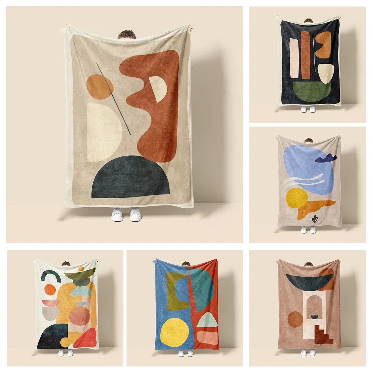 Scandinavian ins style Morandi blanket abstract geometric design anti-static dust Netroots with the same sofa cover blanket