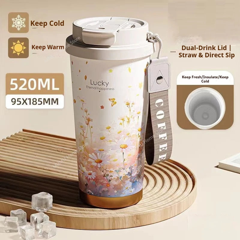 520ML Stainless Steel Thermal Cup Keeps Cold and Heat Mugs Portable Tumbler Coffee Cup Travel Thermal Water Bottle Vacuum Flask
