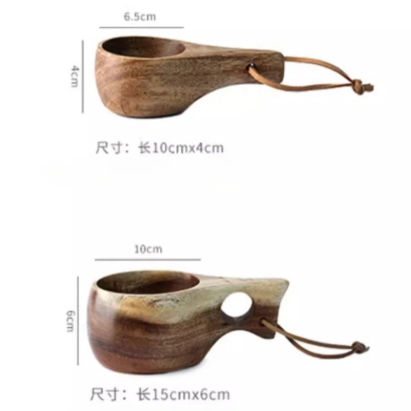Wooden Finland Mug Creative Outdoor Camping Travel Wooden Cup Nordic Style Handmade Milk Coffee Bar Beer Mugs