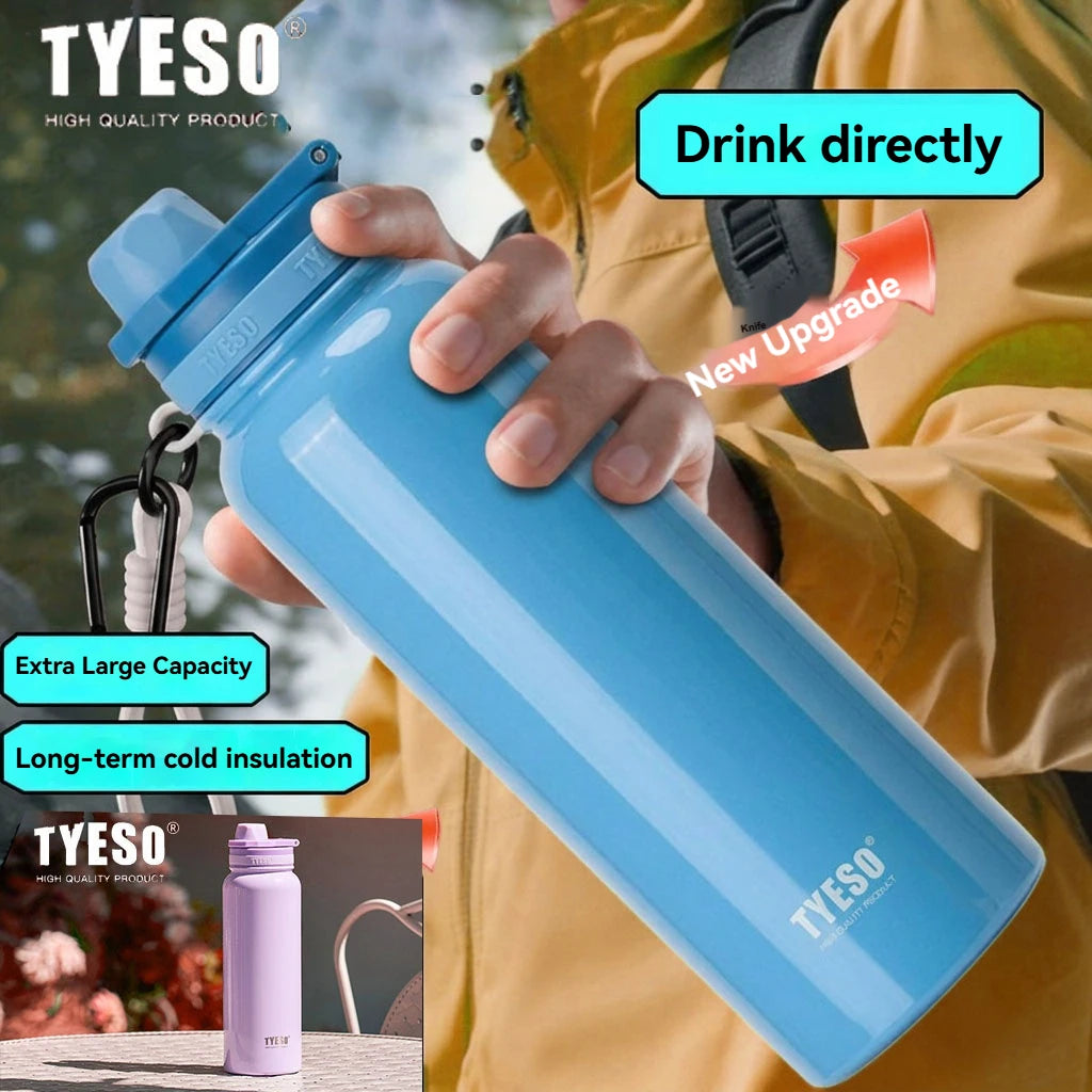TYESO Stainless Steel Thermal Cup Car Insulated Flask Water Tumbler for Outdoor Sports Thermos Bottle Travel Vacuum Flasks