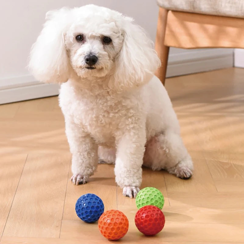 2pcs Indestructible Squeaky Dog Toys, Interactive Dog Balls Natural Rubber Puppy Ball for Dog Chew Toys Random Color