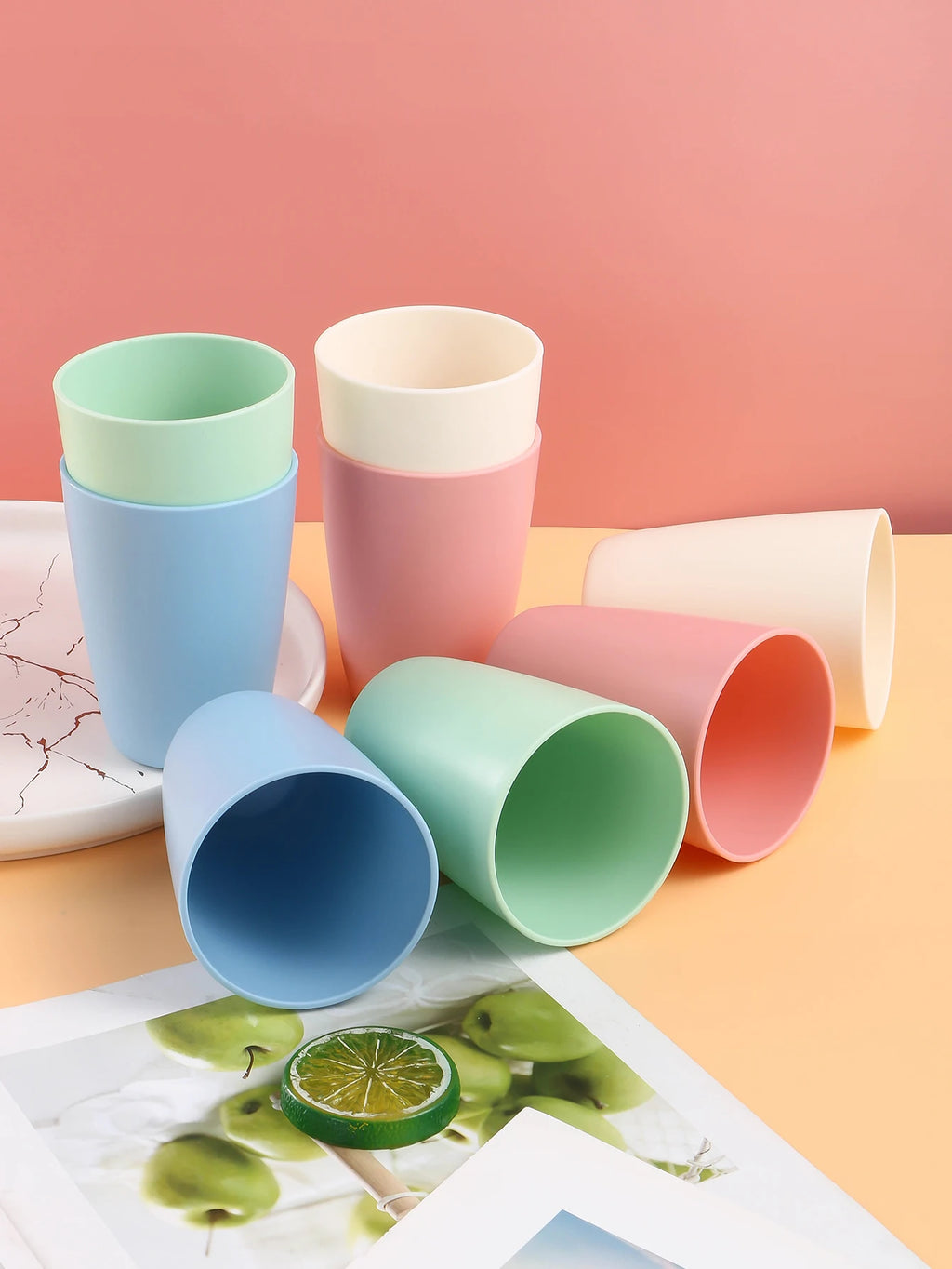 4/11pcs Colorful plastic cups, reusable, PP material, suitable for camping picnic kitchen, healthy material, easy to clean, dish