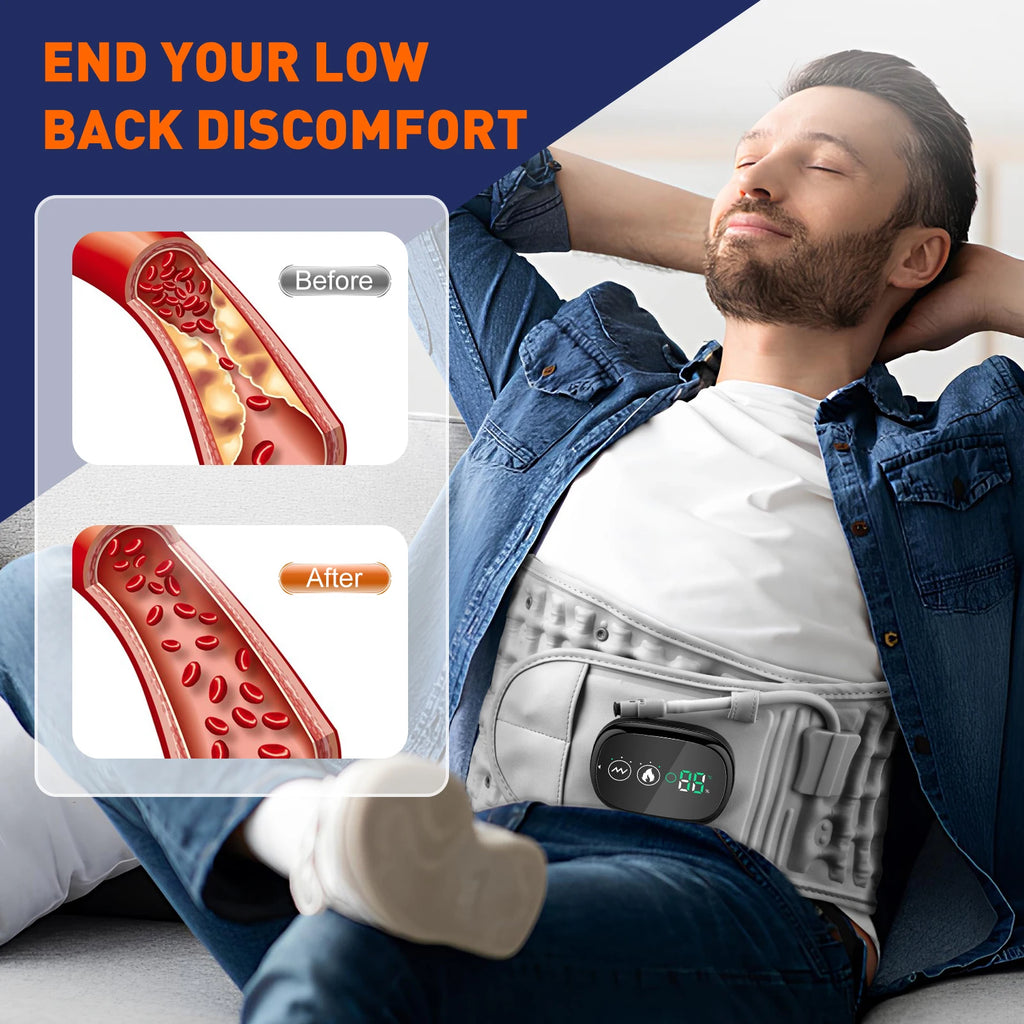 Heating Back Decompression Lumbar Support Belt Red Light Waist Air Traction Brace Spinal Back Belt Backache Vibration Massager