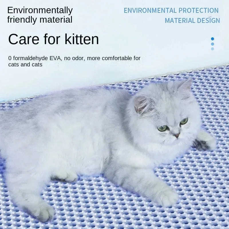 Double-Layer Honeycomb Cat Litter Mat Waterproof Anti-Slip for All Ages Cats Litter Box Floor Protector Durable and Easy Clean
