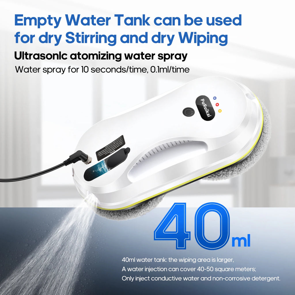 PuRuiKai Household Window Automatic Water Spray Cleaning Robot,With Intelligent Edge Detection System,Robot Glass Cleaner