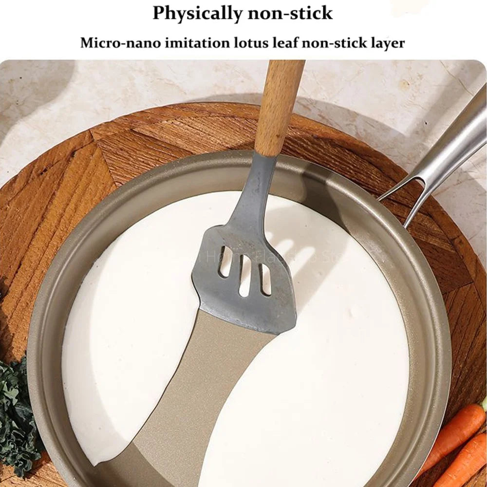 Titanium Frying Pan Non-stick Wok Stainless Steel Home Egg Steak Skillet Induction Cooker Gas Stove Cooking pot Kitchen Cookware