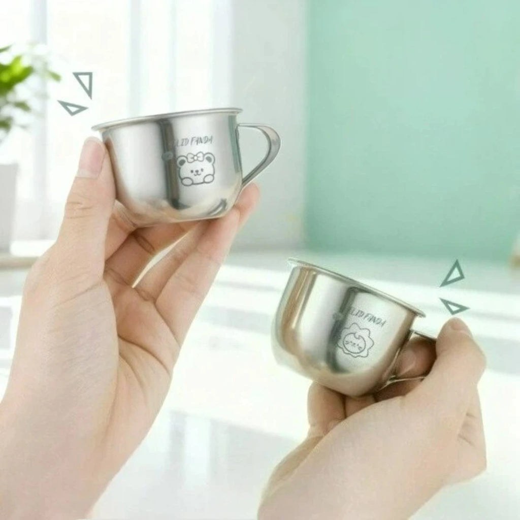 Cute Mini 304 Stainless Steel Children Water Cup With Handle Coffee Mug Durable Anti Scalding Metal Drinking Cup Tumbler For Kid